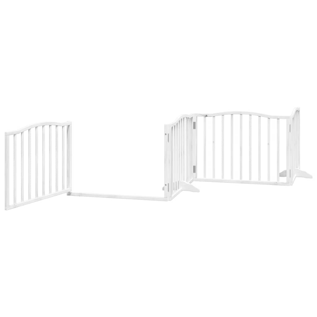 Dog Gate with Door Foldable 6 Panels White 480 cm Poplar Wood