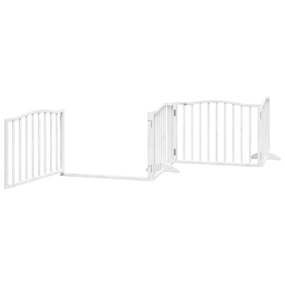 Dog Gate with Door Foldable 6 Panels White 480 cm Poplar Wood