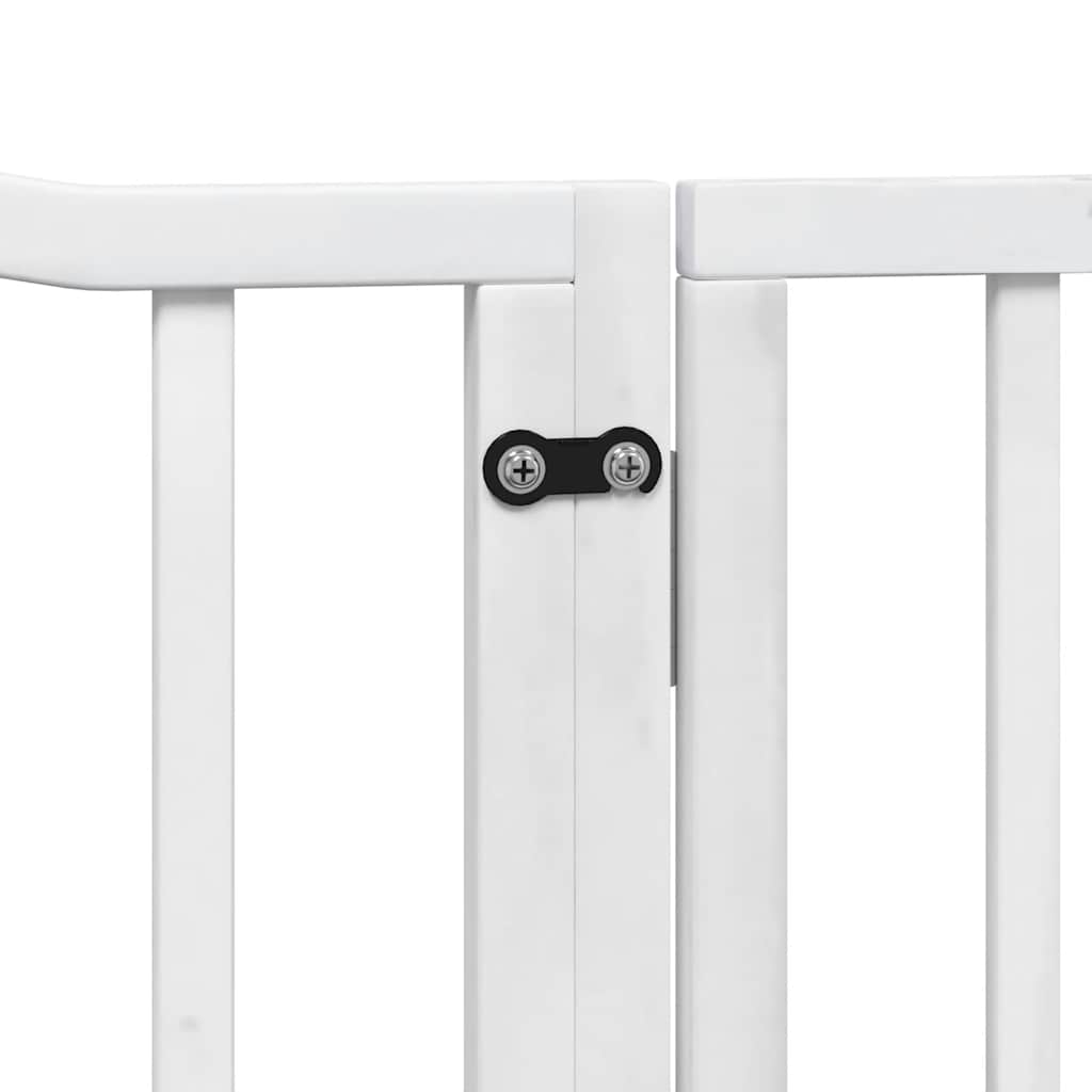 Dog Gate with Door Foldable 6 Panels White 480 cm Poplar Wood