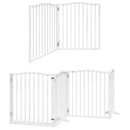 Dog Gate with Door Foldable 8 Panels White 640 cm Poplar Wood