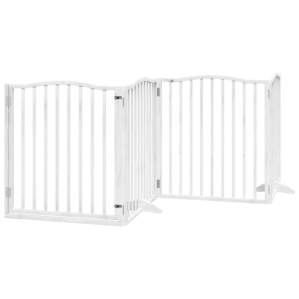 Dog Gate with Door Foldable 10 Panels White 800 cm Poplar Wood