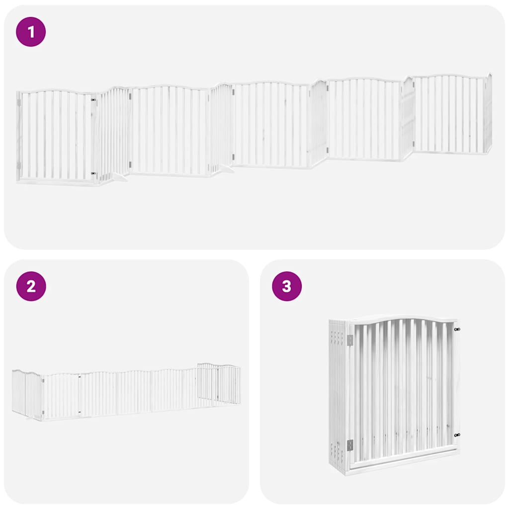 Dog Gate with Door Foldable 10 Panels White 800 cm Poplar Wood