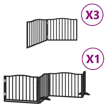 Dog Gate with Door Foldable 10 Panels Black 800 cm Poplar Wood