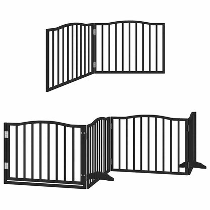 Dog Gate with Door Foldable 10 Panels Black 800 cm Poplar Wood