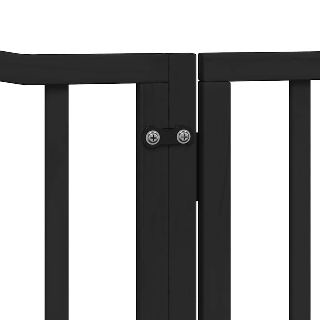 Dog Gate with Door Foldable 10 Panels Black 800 cm Poplar Wood