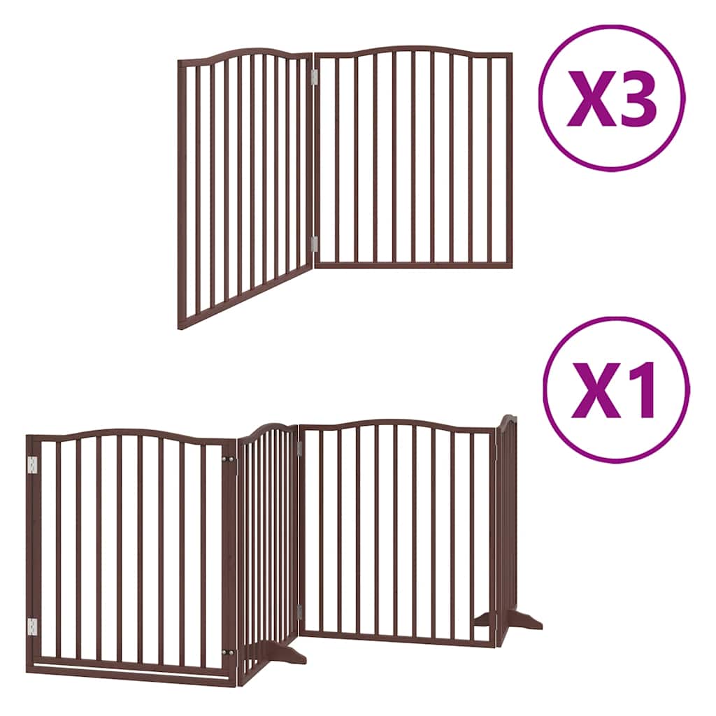 Dog Gate with Door Foldable 10 Panels Brown 800 cm Poplar Wood