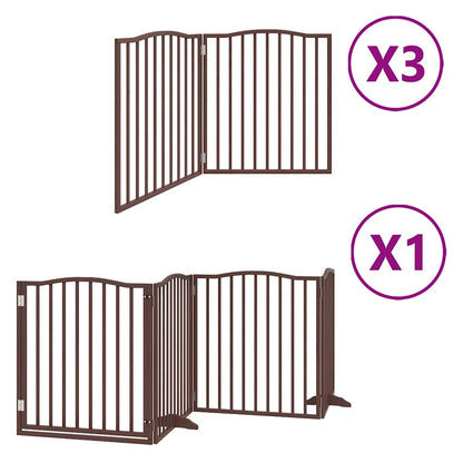 Dog Gate with Door Foldable 10 Panels Brown 800 cm Poplar Wood