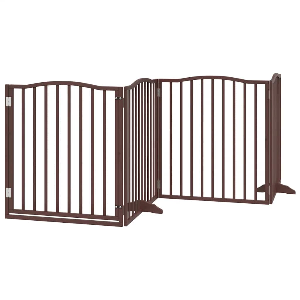 Dog Gate with Door Foldable 10 Panels Brown 800 cm Poplar Wood