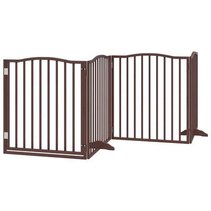 Dog Gate with Door Foldable 10 Panels Brown 800 cm Poplar Wood
