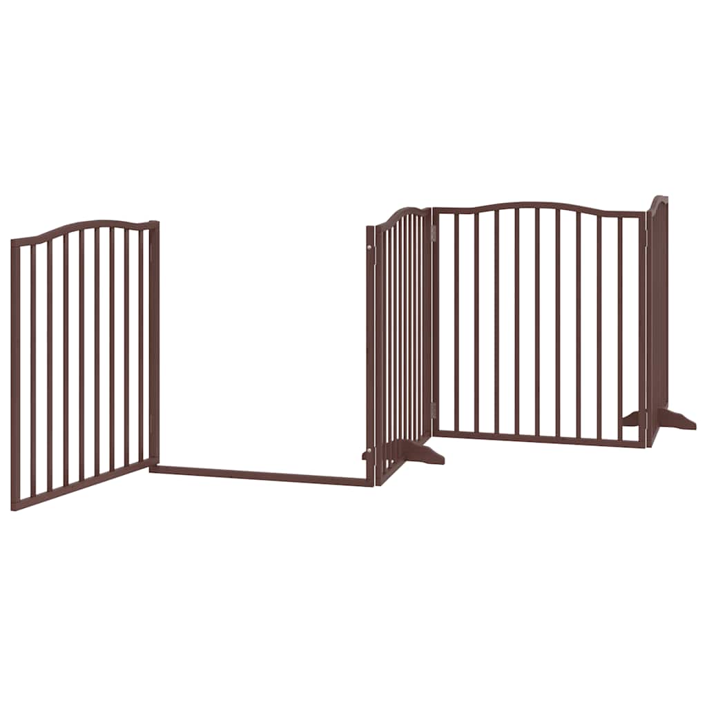 Dog Gate with Door Foldable 10 Panels Brown 800 cm Poplar Wood