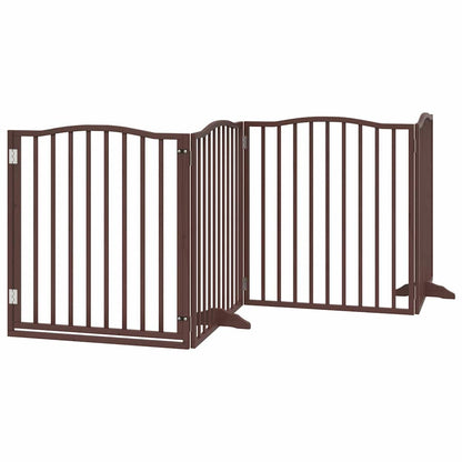 Dog Gate with Door Foldable 12 Panels Brown 960 cm Poplar Wood