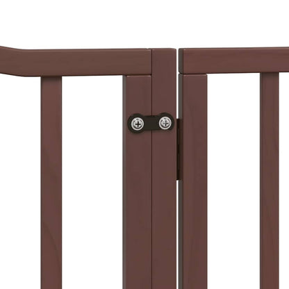 Dog Gate with Door Foldable 12 Panels Brown 960 cm Poplar Wood
