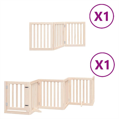 Dog Gate with Door Foldable 9 Panels 450 cm Poplar Wood