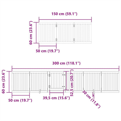 Dog Gate with Door Foldable 9 Panels 450 cm Poplar Wood