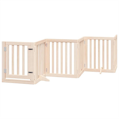 Dog Gate with Door Foldable 12 Panels 600 cm Poplar Wood