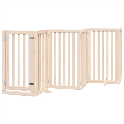 Dog Gate with Door Foldable 9 Panels 450 cm Poplar Wood