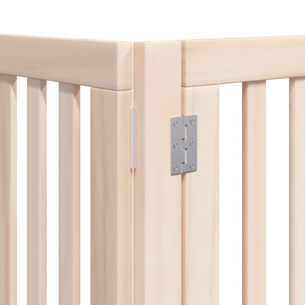 Dog Gate with Door Foldable 9 Panels 450 cm Poplar Wood