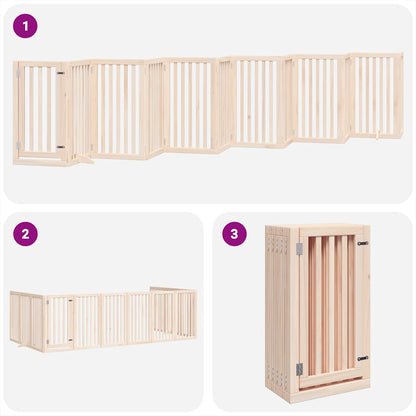 Dog Gate with Door Foldable 12 Panels 600 cm Poplar Wood