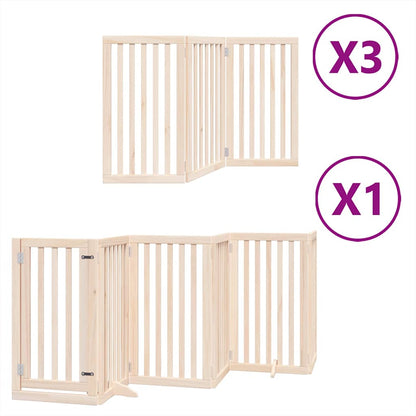 Dog Gate with Door Foldable 15 Panels 750 cm Poplar Wood