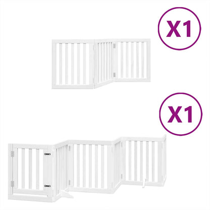 Dog Gate with Door Foldable 9 Panels White 450 cm Poplar Wood