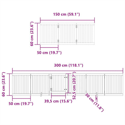 Dog Gate with Door Foldable 12 Panels White 600 cm Poplar Wood