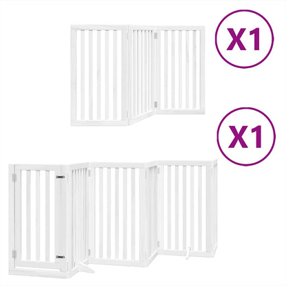Dog Gate with Door Foldable 9 Panels White 450 cm Poplar Wood