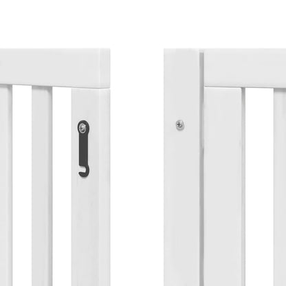 Dog Gate with Door Foldable 9 Panels White 450 cm Poplar Wood