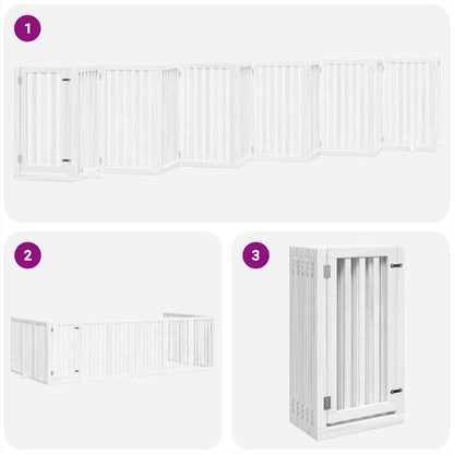 Dog Gate with Door Foldable 12 Panels White 600 cm Poplar Wood