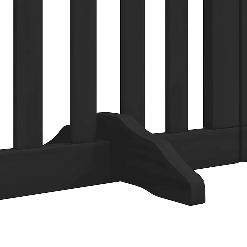 Dog Gate with Door Foldable 15 Panels Black 750 cm Poplar Wood