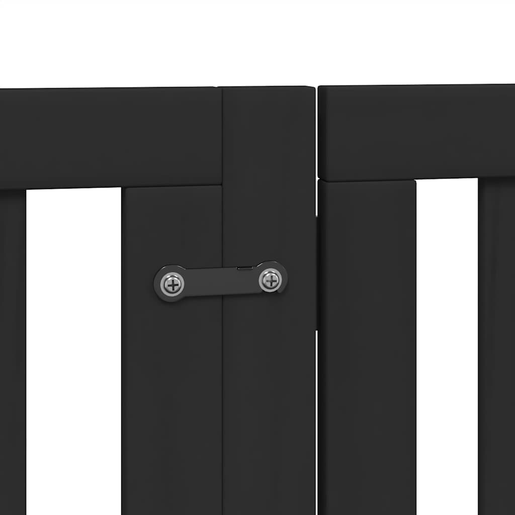 Dog Gate with Door Foldable 15 Panels Black 750 cm Poplar Wood