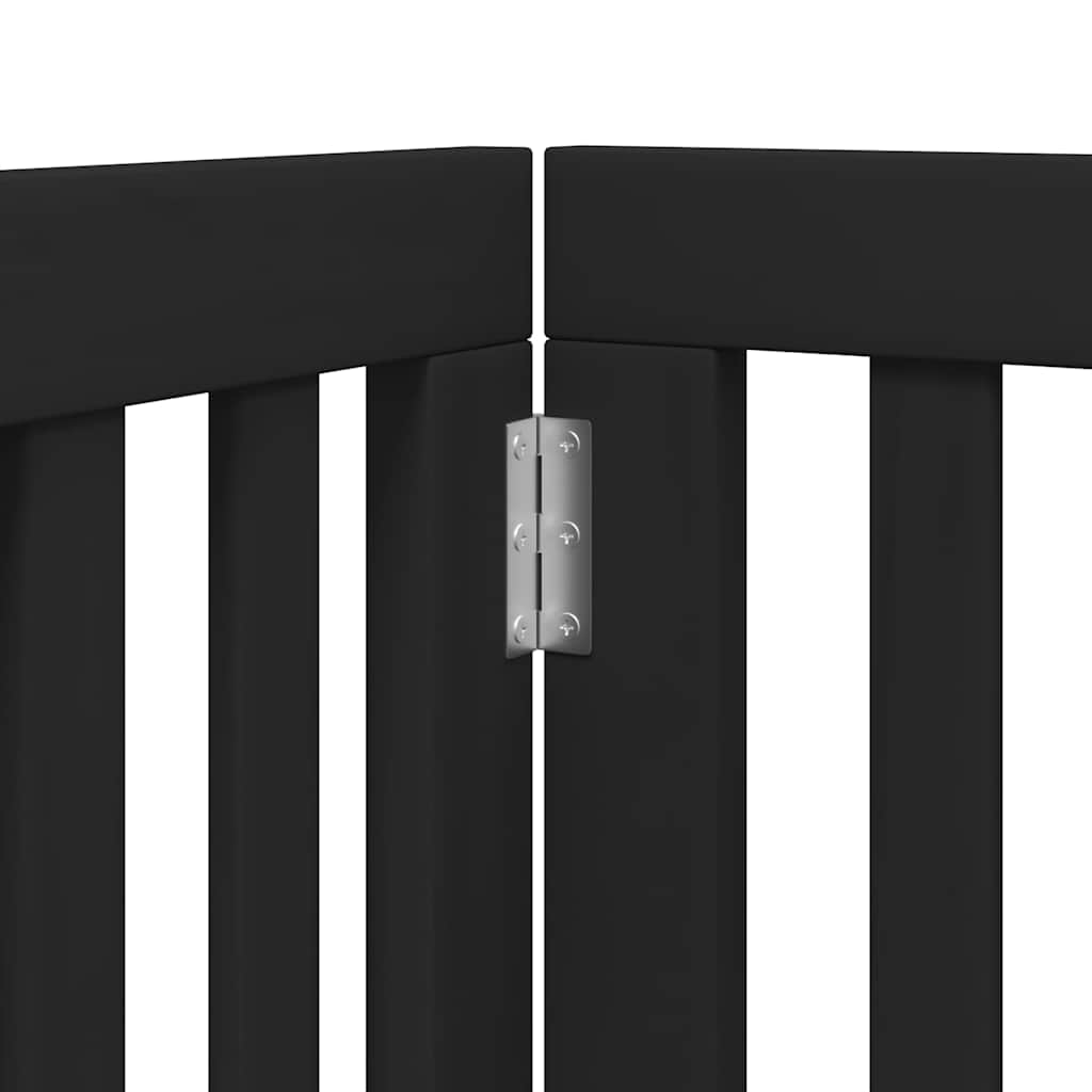 Dog Gate with Door Foldable 15 Panels Black 750 cm Poplar Wood