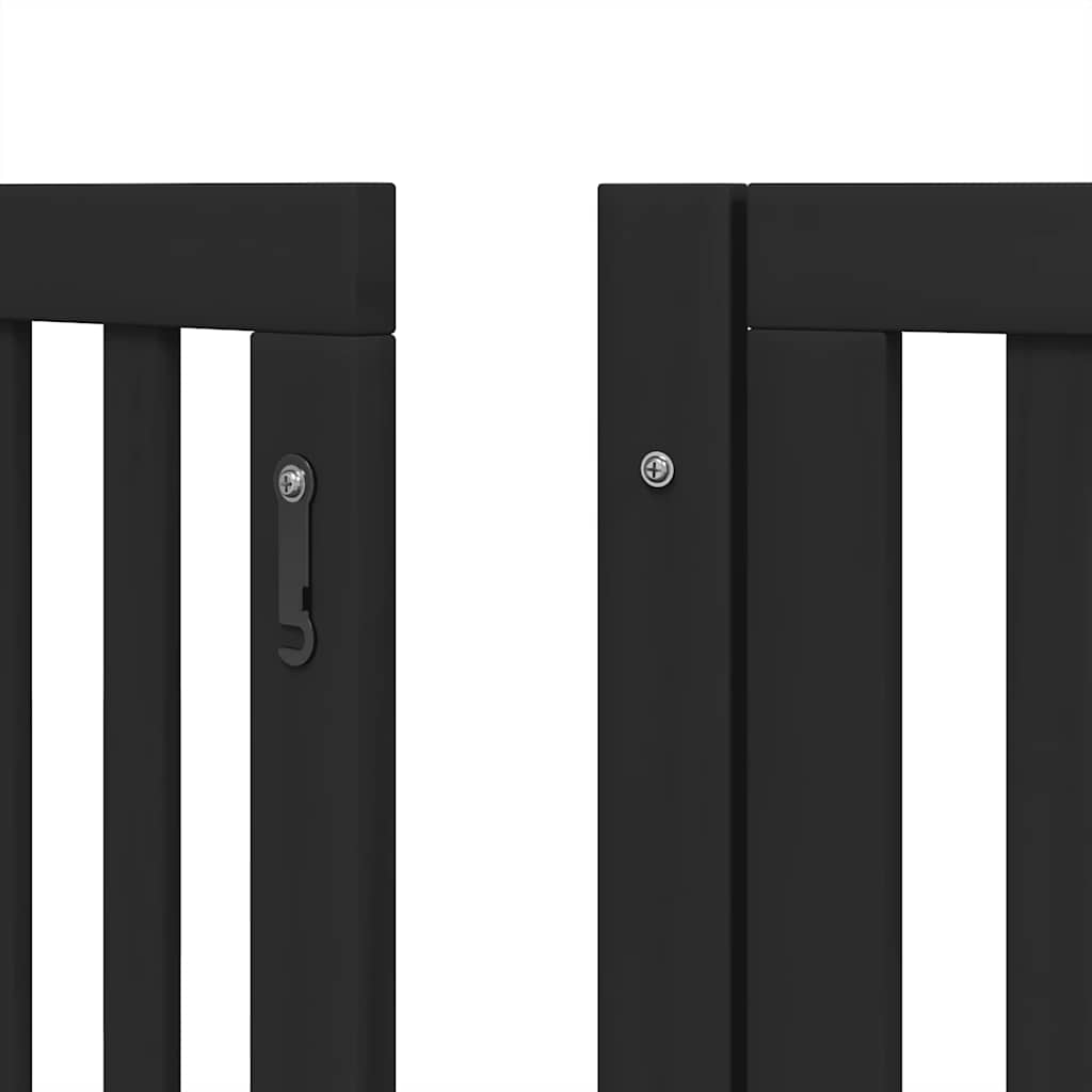 Dog Gate with Door Foldable 15 Panels Black 750 cm Poplar Wood