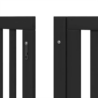 Dog Gate with Door Foldable 15 Panels Black 750 cm Poplar Wood