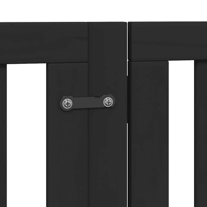 Dog Gate with Door Foldable 15 Panels Black 750 cm Poplar Wood
