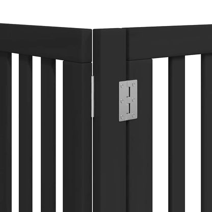 Dog Gate with Door Foldable 15 Panels Black 750 cm Poplar Wood