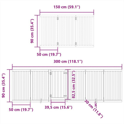 Dog Gate with Door Foldable 15 Panels Black 750 cm Poplar Wood