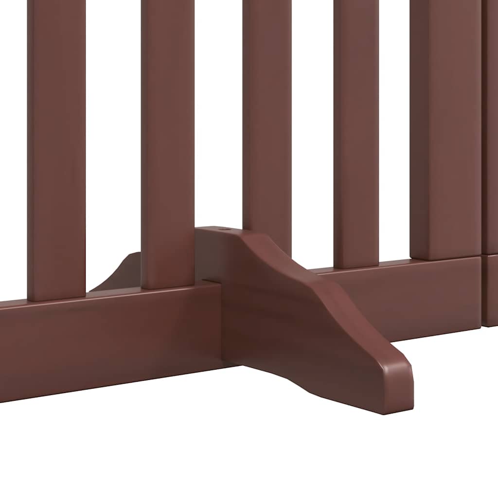 Dog Gate with Door Foldable 9 Panels Brown 450 cm Poplar Wood