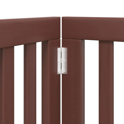 Dog Gate with Door Foldable 9 Panels Brown 450 cm Poplar Wood