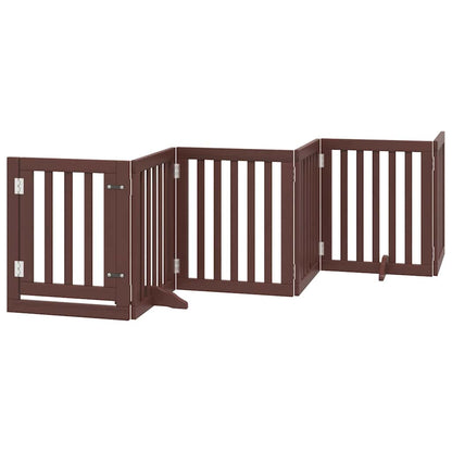 Dog Gate with Door Foldable 12 Panels Brown 600 cm Poplar Wood