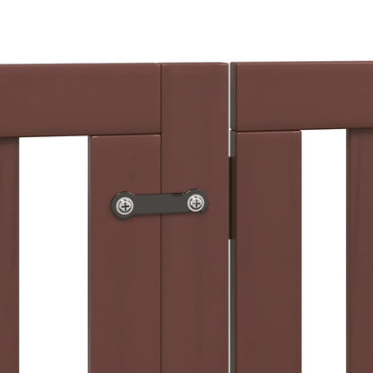 Dog Gate with Door Foldable 12 Panels Brown 600 cm Poplar Wood