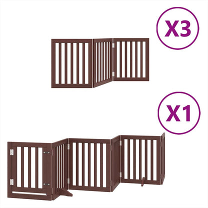 Dog Gate with Door Foldable 15 Panels Brown 750 cm Poplar Wood