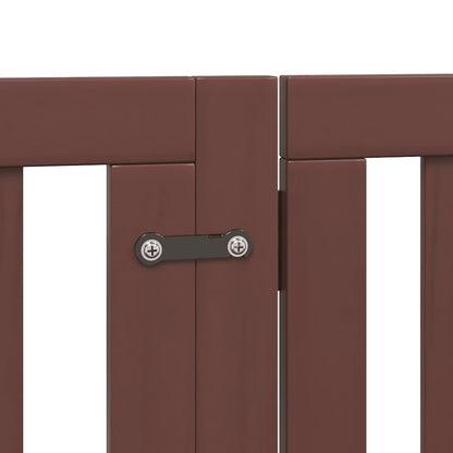 Dog Gate with Door Foldable 15 Panels Brown 750 cm Poplar Wood
