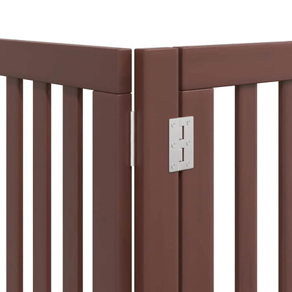 Dog Gate with Door Foldable 15 Panels Brown 750 cm Poplar Wood