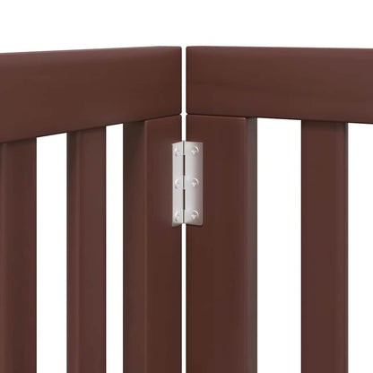 Dog Gate with Door Foldable 9 Panels Brown 450 cm Poplar Wood