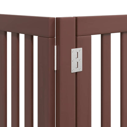 Dog Gate with Door Foldable 9 Panels Brown 450 cm Poplar Wood