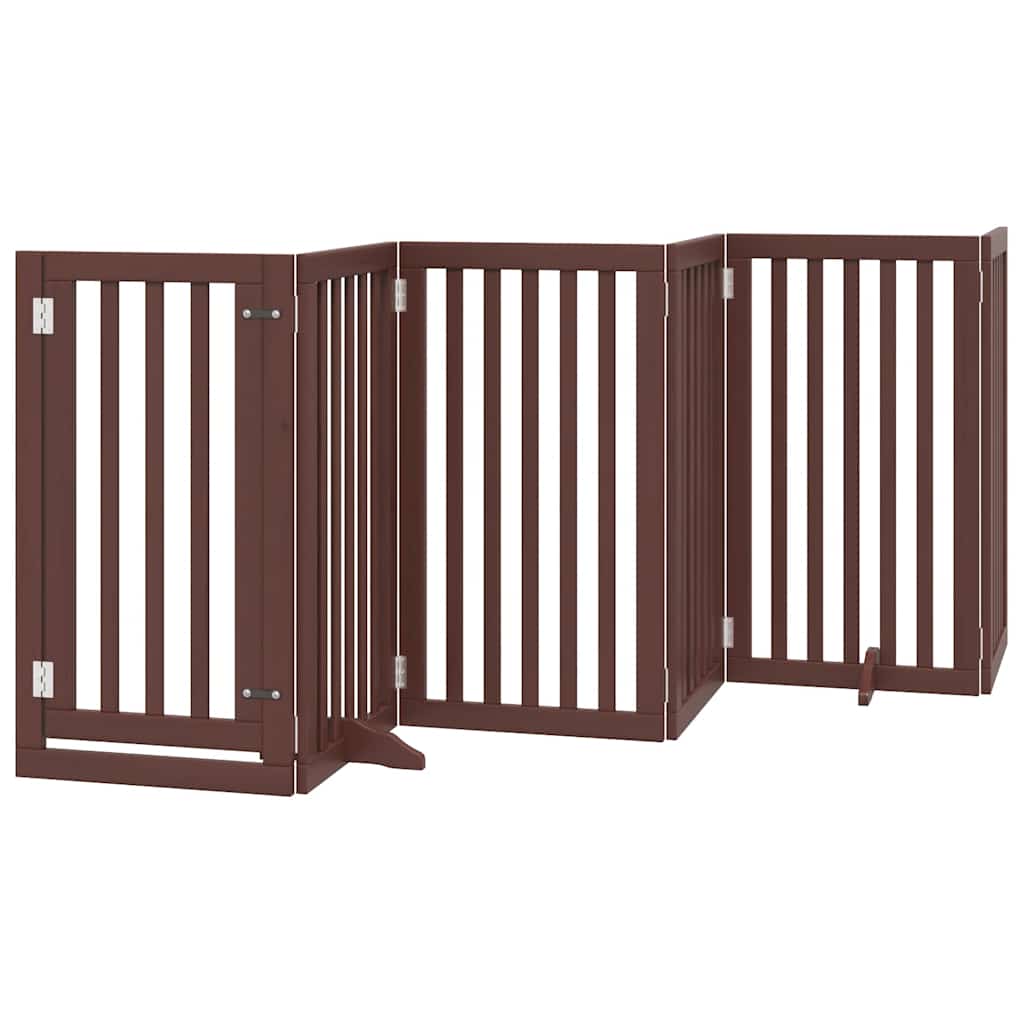 Dog Gate with Door Foldable 12 Panels Brown 600 cm Poplar Wood