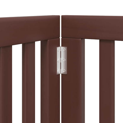 Dog Gate with Door Foldable 12 Panels Brown 600 cm Poplar Wood