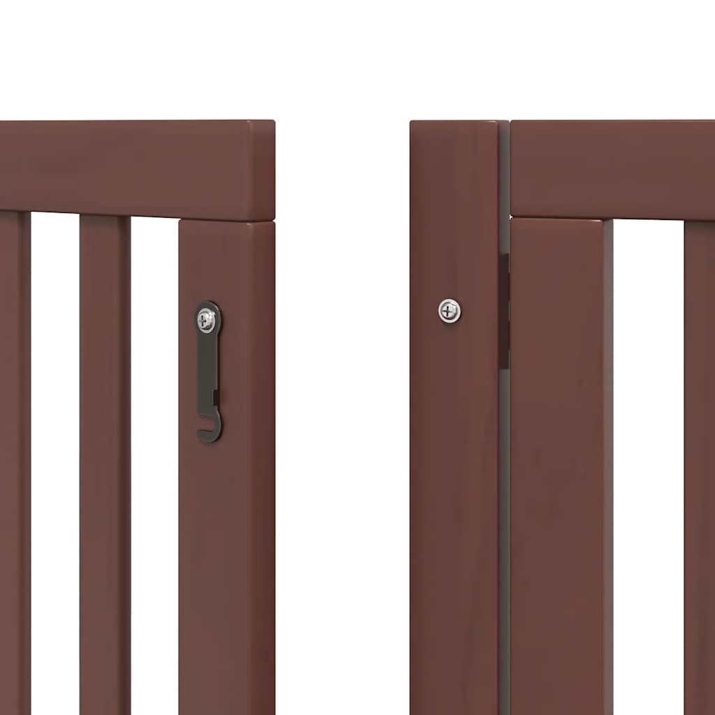 Dog Gate with Door Foldable 12 Panels Brown 600 cm Poplar Wood