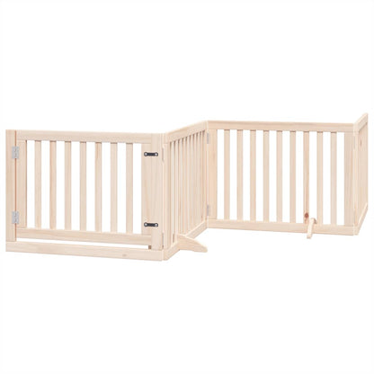 Dog Gate with Door Foldable 6 Panels 480 cm Poplar Wood