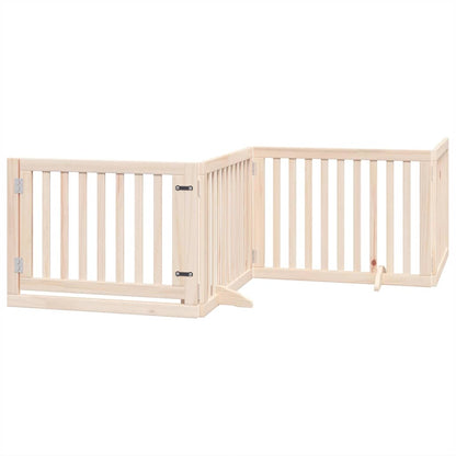 Dog Gate with Door Foldable 8 Panels 640 cm Poplar Wood